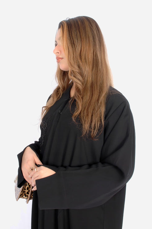 Black Korean Nida, Front and Back handwork-AB-KN-001