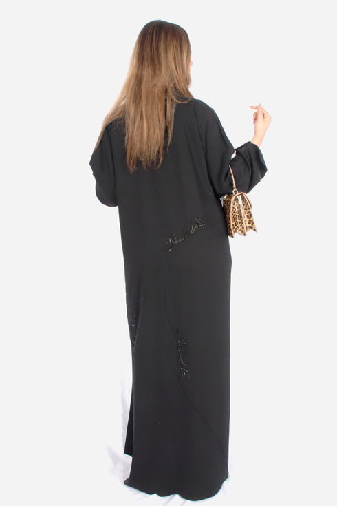 Black Korean Nida, Front and Back handwork-AB-KN-001